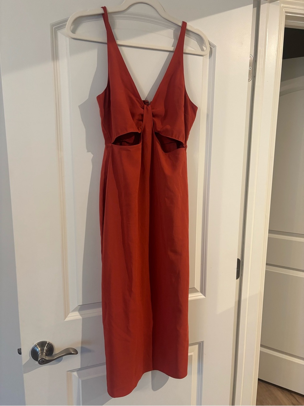 Abercrombie & Fitch Rust Orange Front Cut Outs Midi Dress
